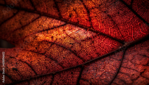 Vibrant leaf vein pattern in autumn forest generated by AI © Jeronimo Ramos