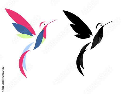 Hummingbird bird, vector, flat