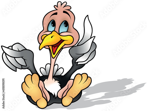 Funny Blue-eyed Ostrich Sit...