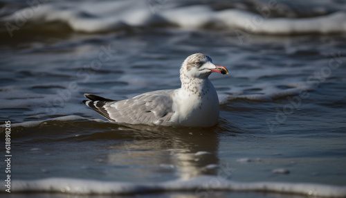 Seagull beak reflects natural beauty of coastline generated by AI