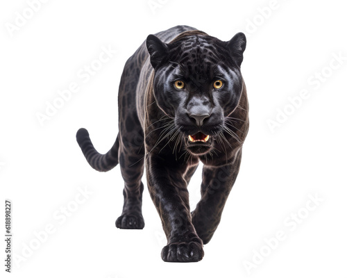 Walking Black Panther Isolated on Transparent Background © Visionarily