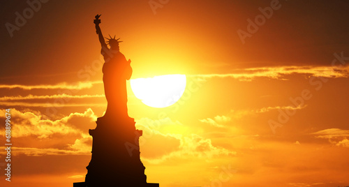 USA flag on sunset background. American holiday concept. Independence day .3d illustration © arsenypopel