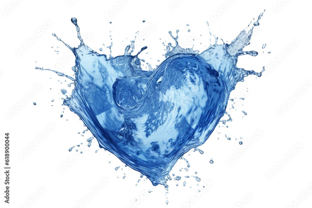 Dynamic Water Splash Liquid with love shape on Isolated Transparent Background Dynamic Water Splash Liquid with love shape on Isolated Transparent Background