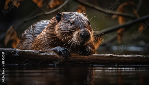 Beaver portrait, fluffy fur, looking at camera generated by AI