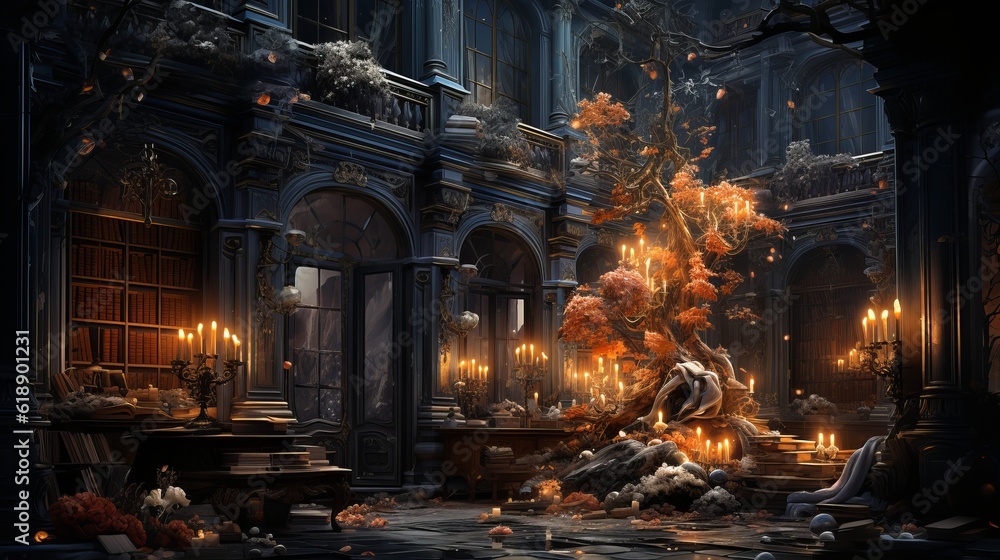 Obraz premium Ancient castle interiors Generative AI