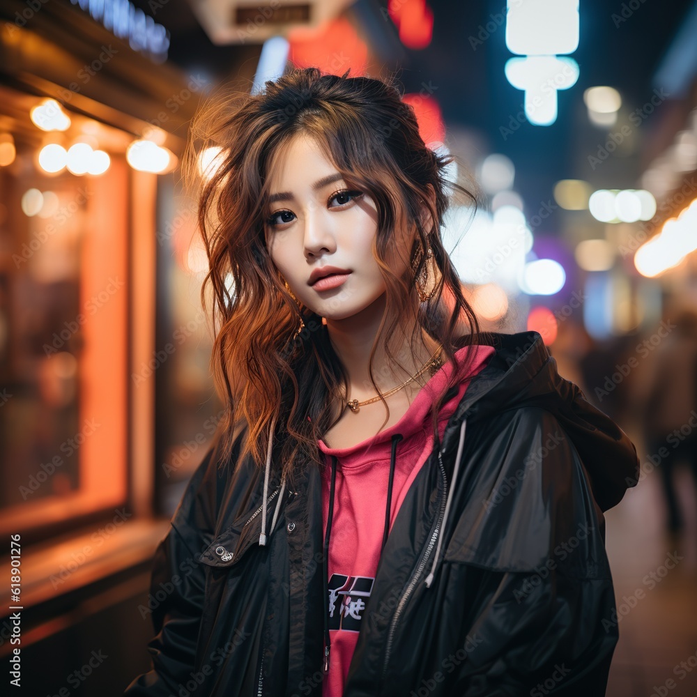 Illustration of a street fashion, AI Generated Illustration of a street fashion, AI Generated