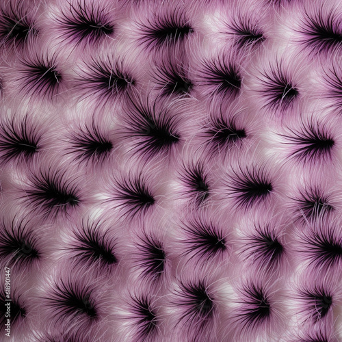 Abstract fake eyelashes pattern on fur background. Generative AI. © s1llu