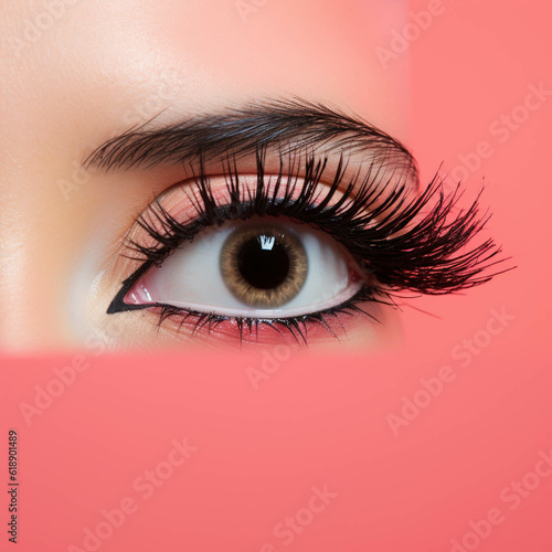Fake Eyelashes Closeup. Generative AI.