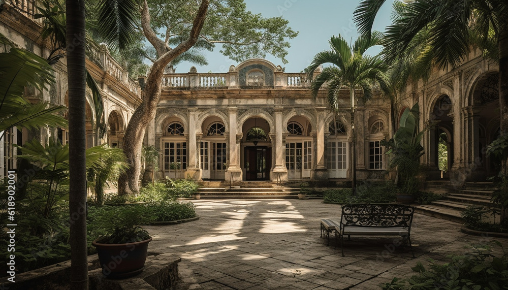 Obraz premium Luxury and spirituality meet in ancient courtyard generated by AI