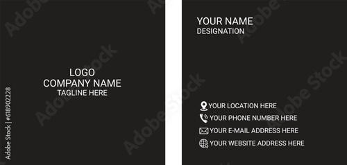 Square minimalistic clean style Black Business card Template