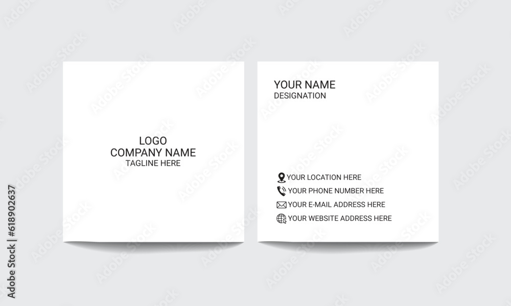 Square minimalistic clean style White Business card Template