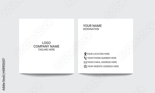 Square minimalistic clean style White Business card Template