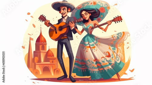 mexican couple with guitar