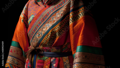 Vibrant colors adorn traditional clothing of East Asia generated by AI © Jeronimo Ramos