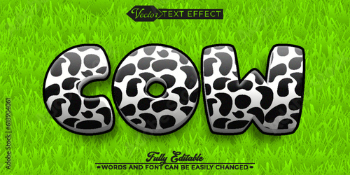 Cartoon Cow Vector Editable Text Effect Template