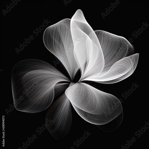 abstract magnolia petals, black and white illustration. Generative AI