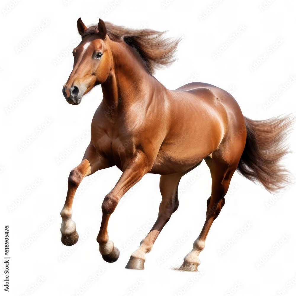 Obraz premium Brown horse isolated. Illustration AI Generative