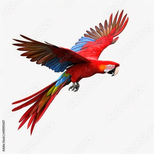 Red macaw isolated. Illustration AI Generative. © olegganko