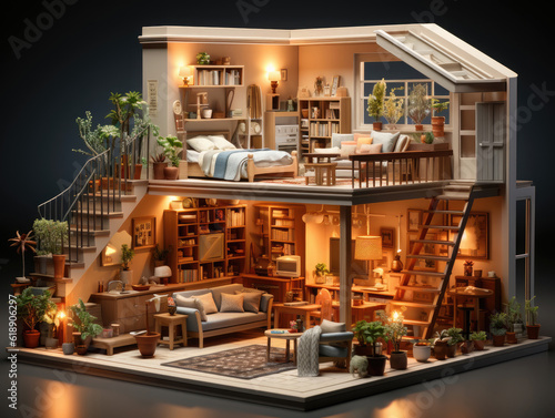 Furnished home apartment  Mockups Design 3D  High-quality Mockups  Generative Ai