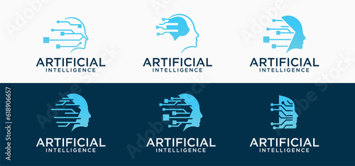 artificial intelligence logo, future technology logo vector, smart man, future technology.