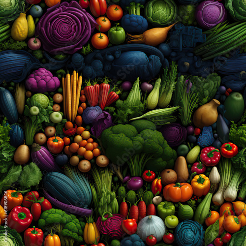 Vegetables variety colorful repeat pattern