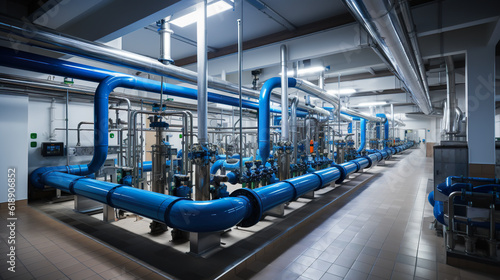 Stampa su tela A room filled with blue pipes and pipes