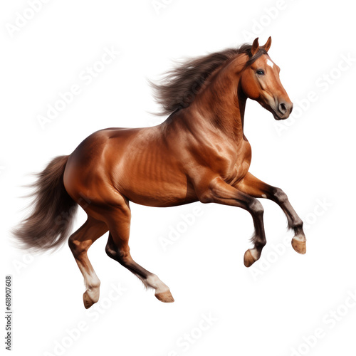 Brown horse isolated. Illustration AI Generative