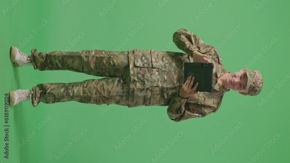 Full Body Of Asian Man Soldier Using A Tablet While Standing In The Green Screen Background Studio
Full Body Of Asian Man Soldier Using A Tablet While Standing In The Green Screen Background Studio