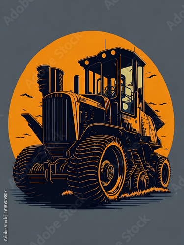 Vintage style Tractor. AI generated illustration photo