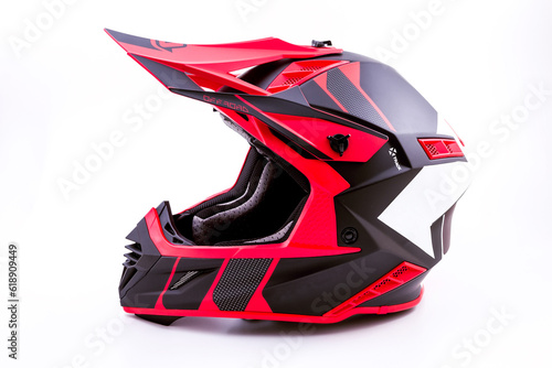 motorcycle helmet red and black on a white background