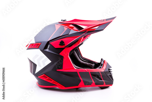 motorcycle helmet red and black on a white background