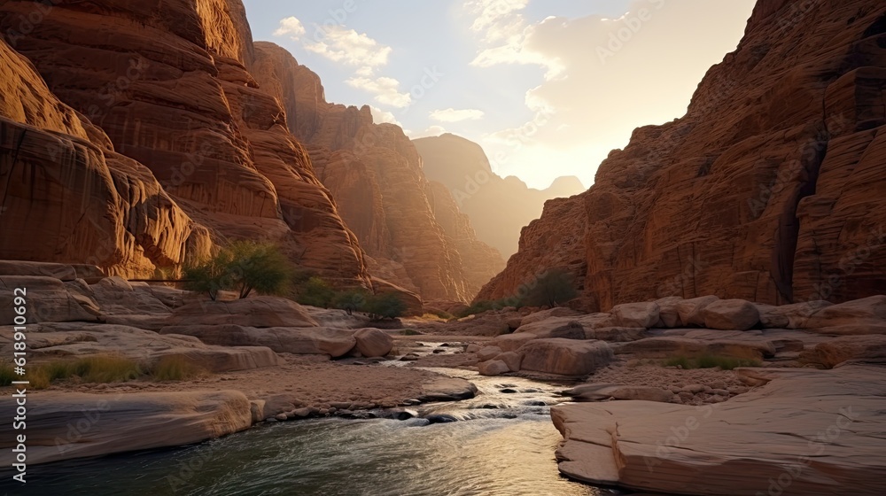 amazing photo of Wadi Dana Jordan highly detailed - obrazy, fototapety, plakaty 