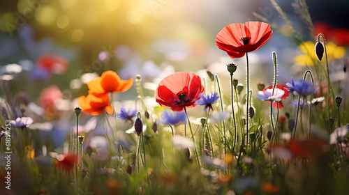 Wallpaper Mural Bright wildflowers with a beautiful blurred background. Torontodigital.ca