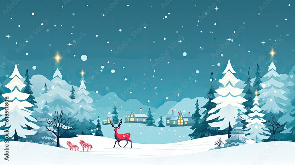 Christmas wallpaper illustration winter landscape with trees and snow with copy text space Christmas wallpaper illustration winter landscape with trees and snow with copy text space