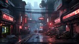 cyberpunk videogame concept city at night