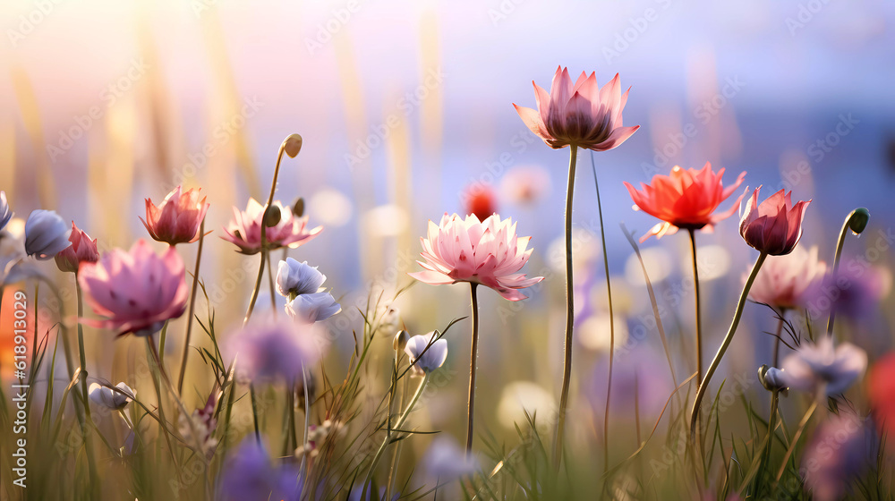 Bright wildflowers with a beautiful blurred background. Bright wildflowers with a beautiful blurred background.