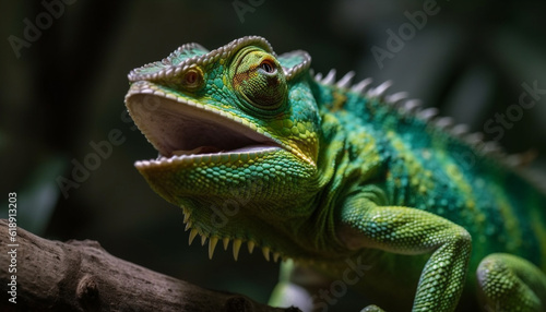 Gecko on branch, scales and eyes mesmerize generated by AI © Jeronimo Ramos