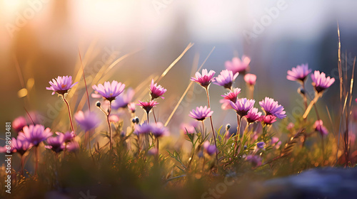 Bright wildflowers with a beautiful blurred background.