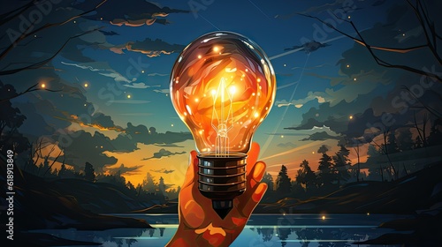 Inspiration idea to inspire or motivate people light bulb in the sky photo