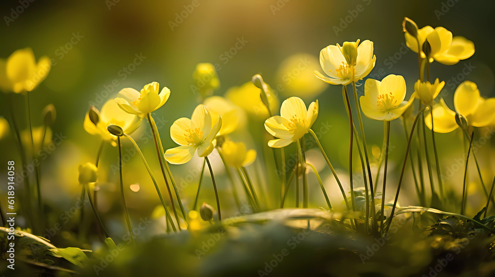 Fototapeta premium Bright wildflowers with a beautiful blurred background.