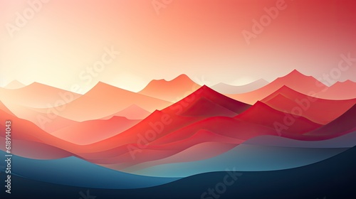 geometric sunrise in mountains background with place for text