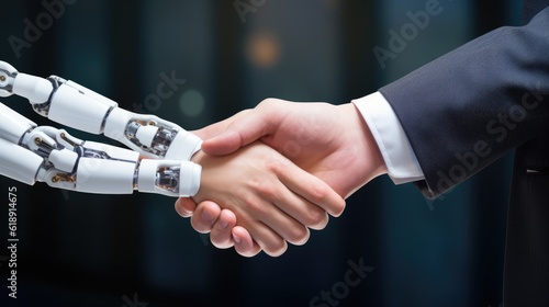 handshake between two professionals robot replacing humans