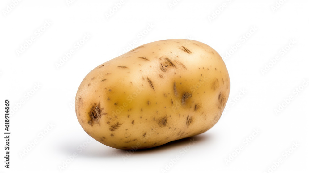 Sublime Solitude: Potato Serenity on White. Generative AI Sublime Solitude: Potato Serenity on White. Generative AI