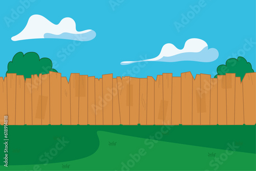 Cartoon backyard landscape. Vector illustration.
