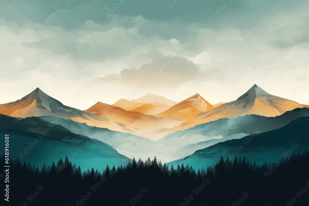 Naklejka premium Mountain background. Illustration AI Generative.