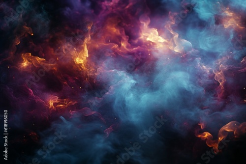 Abstract background of sparks with smoke and water. AI generated  human enhanced