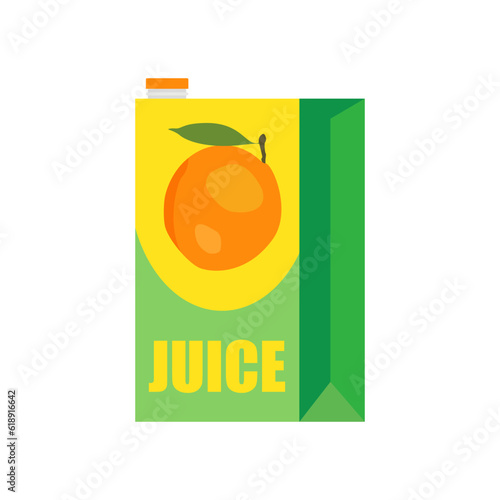 Juice box vector illustration. Fresh natural fruit drink. Vitamin healthy cardboard