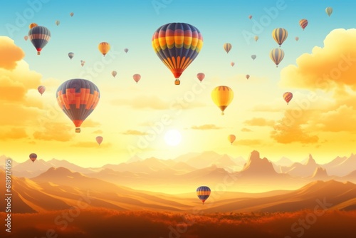 Air flying balloon. Illustration AI Generative.