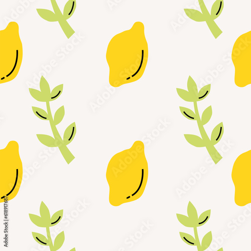 Lemons Cutout minimal pattern. Flat papercraft colorful background