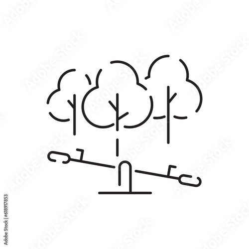 Park kid playground vector line icon. Rung and hawser bar on outside yard ground grass lawn. Freehand crossbar retro cartoon doodle silhouette graphic style